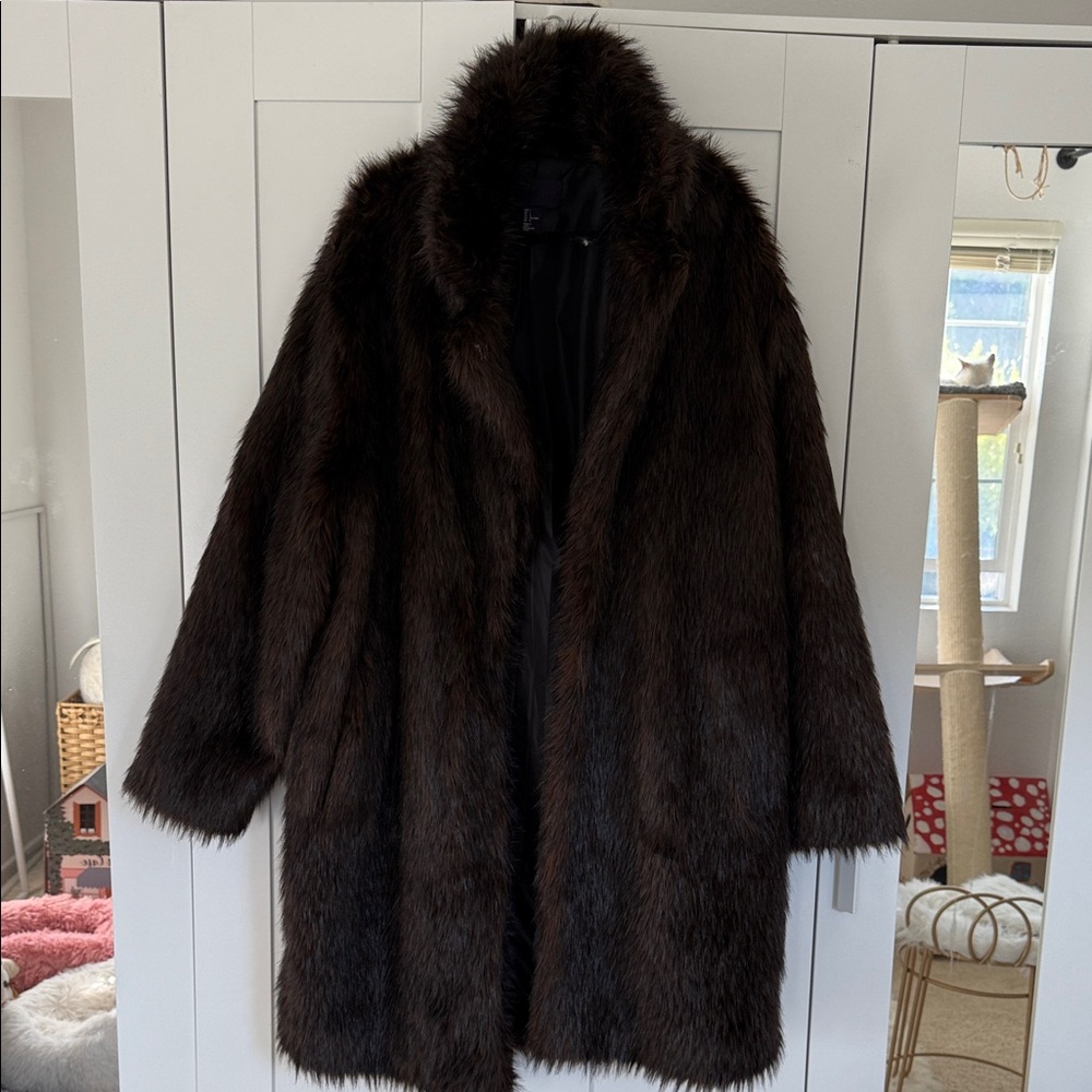Men’s  Faux Fur Coat - Brown
